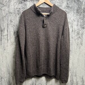 Enzo Mantovani Brown Gray 100% Wool Henley Sweater Size XXL